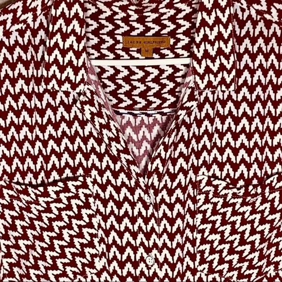 Jachs Girfriend button down 100% rayon geometric top women’s Large - Picture 3 of 8